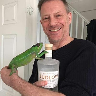 Monty the chameleon (and his best gin pal, Bob K.) is any colour but blue in this #Ginstagram snap from March 2020!