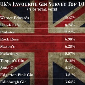 UK Favourite gin survey top 10