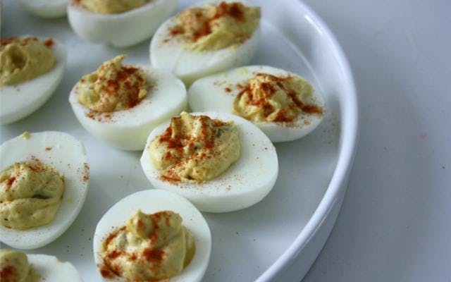 oeuf egg canape with chilli spice