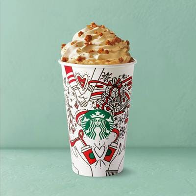 Image: StarbucksGingerbread Latte: Espresso, steamed milk and spiced gingerbread syrup topped with spiced whipped cream and wafer topping