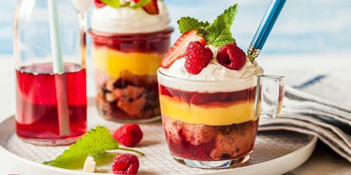 Our Sloe Gin & Strawberry Trifle is perfect for any celebration!