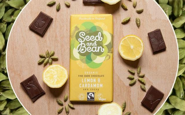 Seed and Bean Lemon and Cardamom chocolate bar