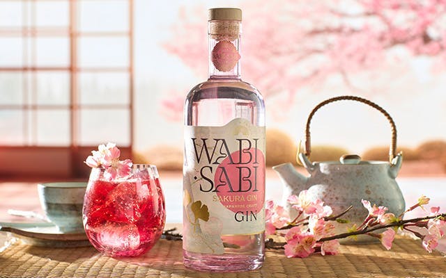 Wabi Sabi Sakura Gin in a Japanese setting
