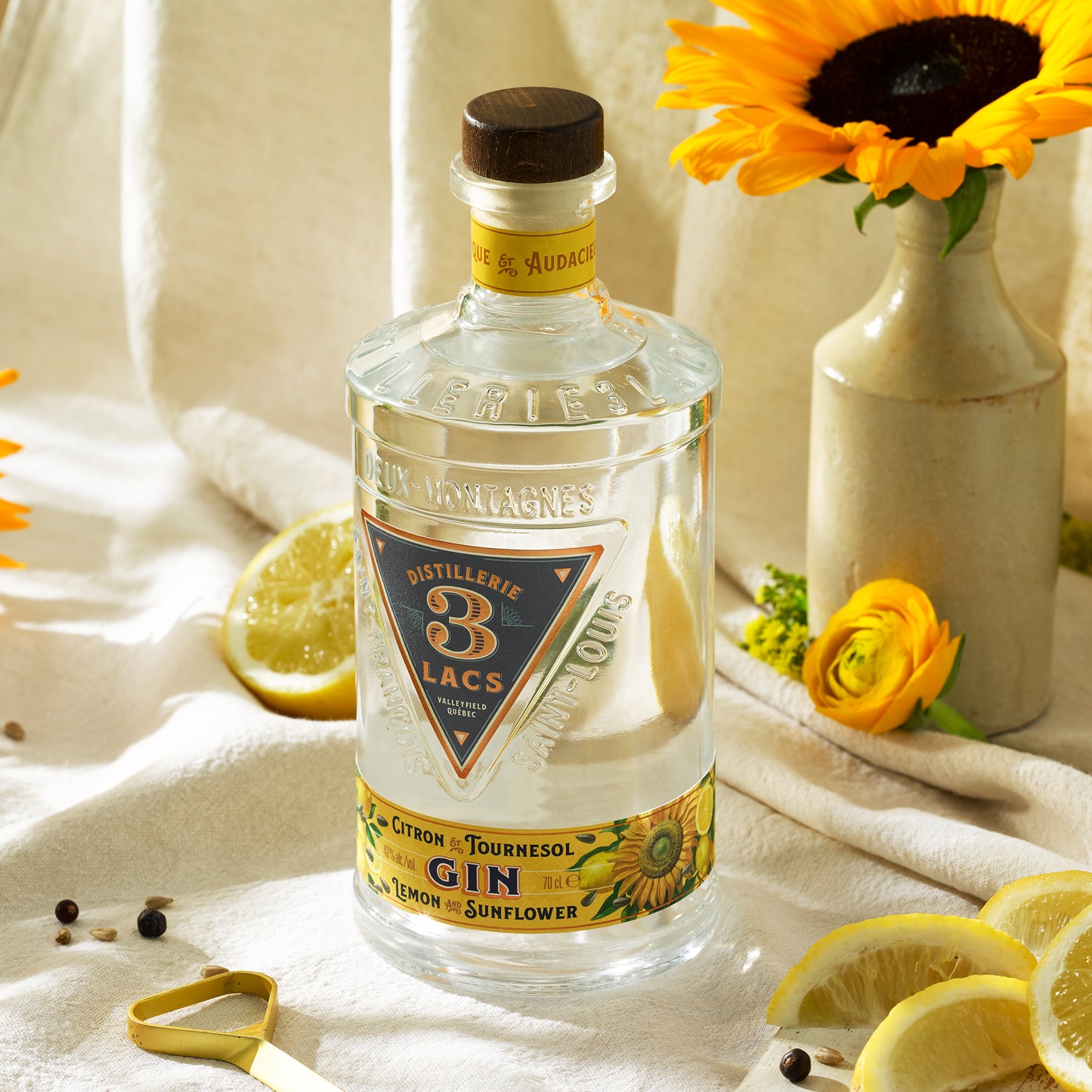 Distillerie 3 Lacs Lemon Sunflower Gin | Alkoholgehalt 40 % 70 cl