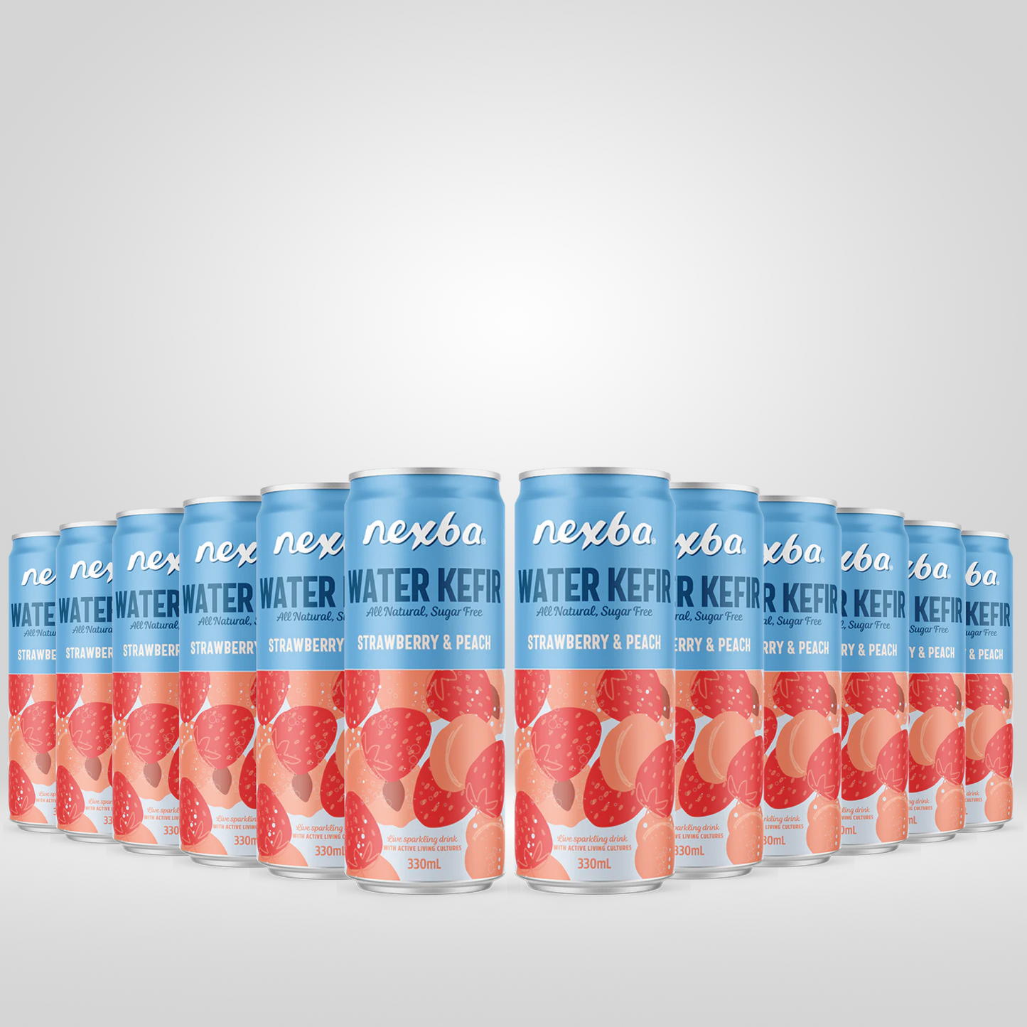 Nexba Strawberry & Peach Water Kefir | 12 x 330ml