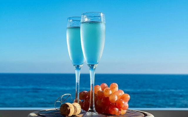 Queensland, ocean, blue champagne cocktail