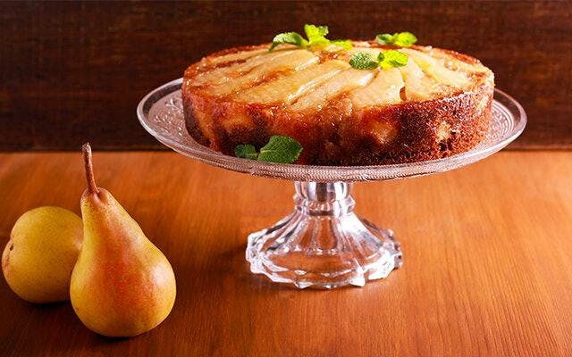 Spiced pear, gin and ginger sticky upside-down cake: get the recipe &gt;&gt;