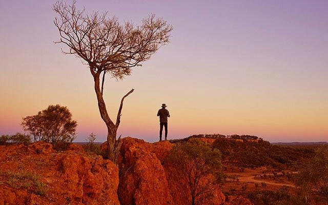 The outback at sunset in Queensland.