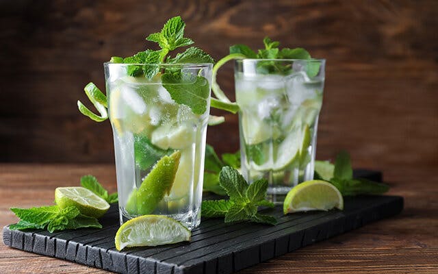 Mint and lime cocktail