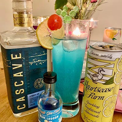 A blue lagoon cocktail