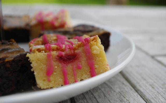 raspberry and white chocolate gin brownies and blondies