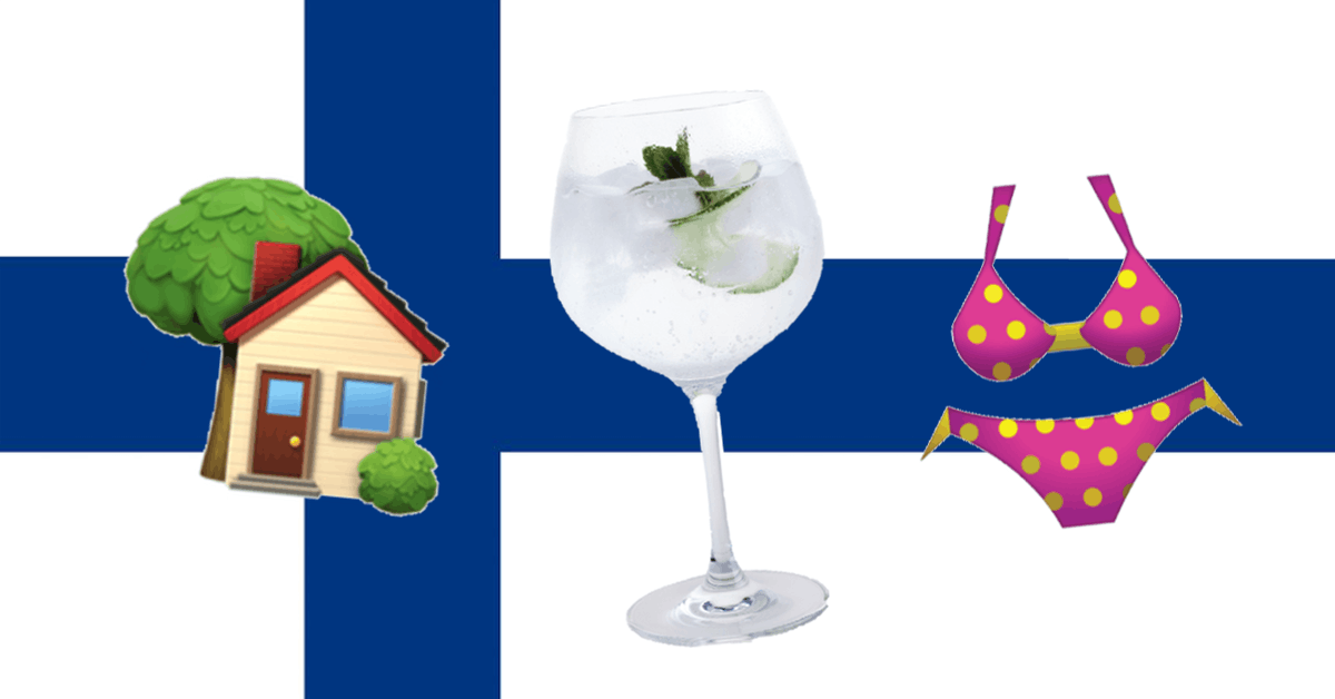 Finland flag drinking in pants kalsarikannit gin and tonic emoji