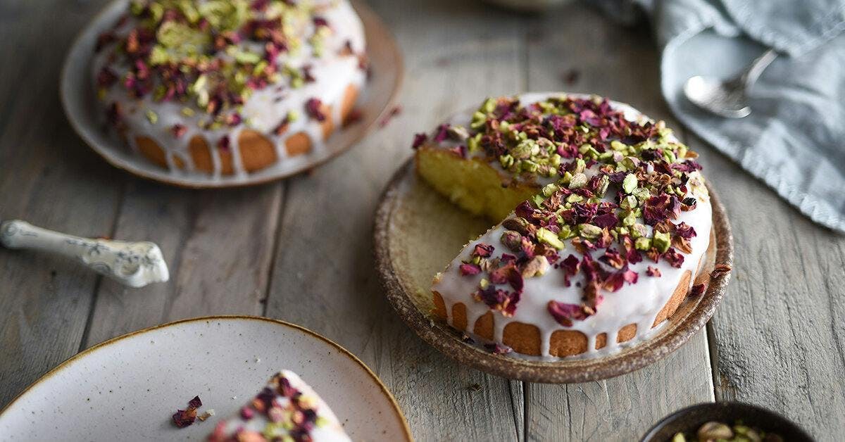 Fall in love with this gin drenched rose & cardamom cake!