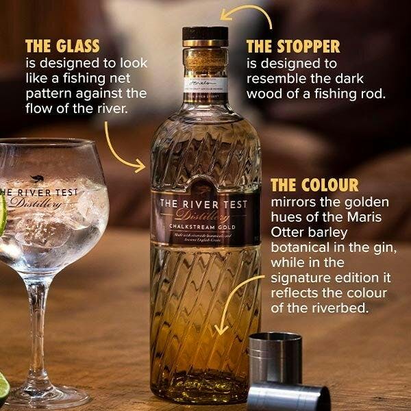 The River Test Chalkstream Gold gin bottle