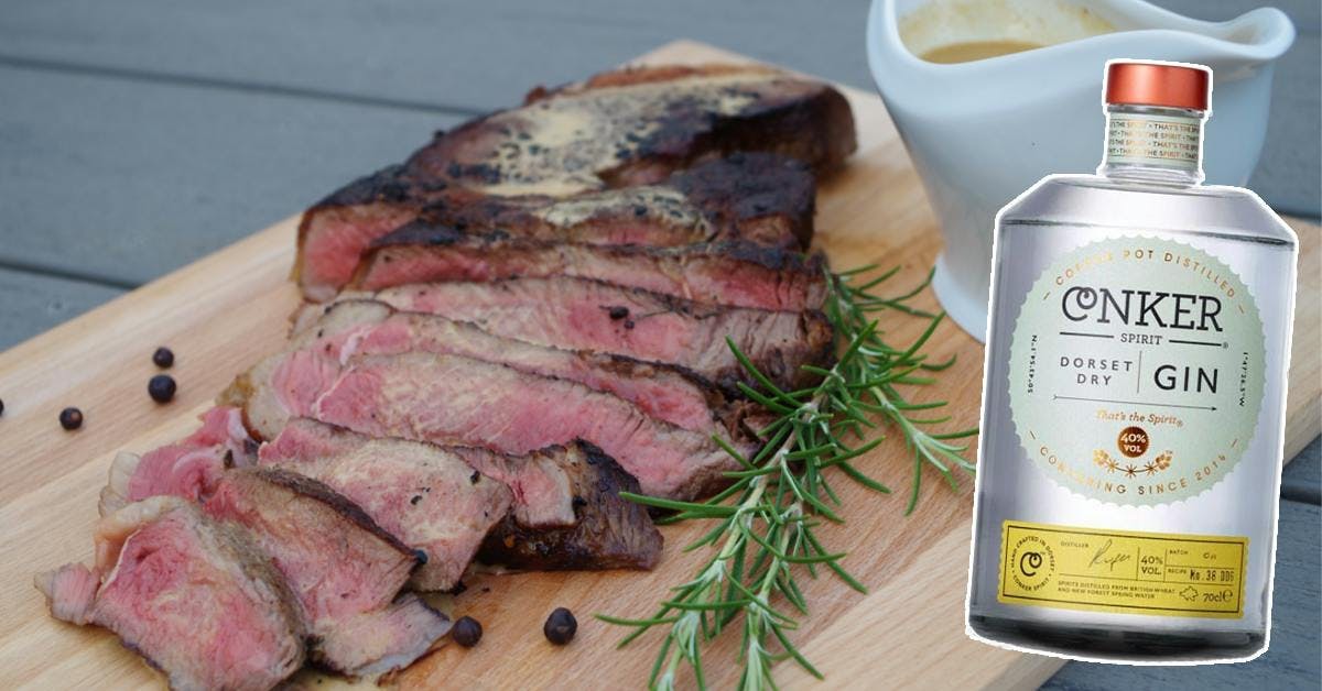 Rump steak with Conker Gin sauce is your Friday dinner, sorted!