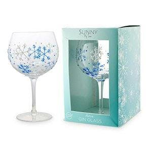 Blue Snowflake Christmas gin glass