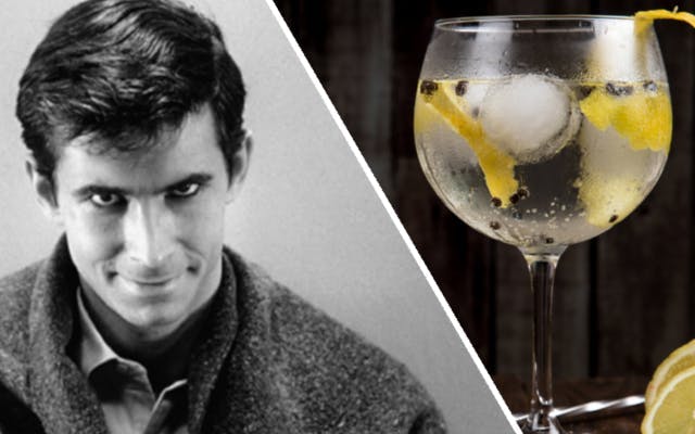 Gin and tonic and picture of Anthony Perkins