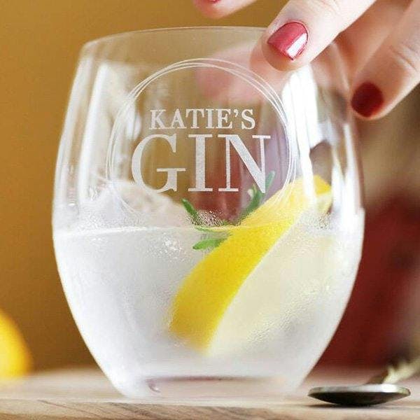 Stemless personalised gin glass