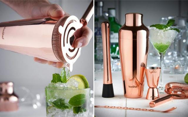 VonShef Copper Parisian Cocktail Shaker Set