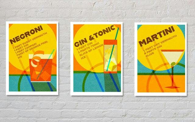 Negroni print, Gin and Tonic Print, Martini Print