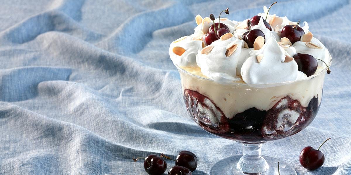 This magnificently boozy gin & cherry trifle will wow your dinner guests!