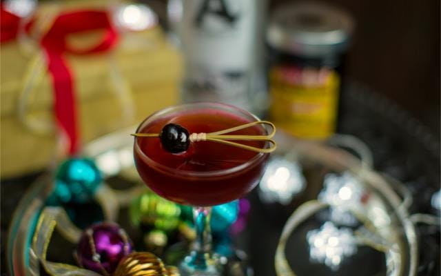 Gin Martinez Cocktail with cherry