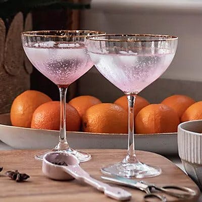 Pink cocktail glasses coupe