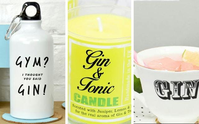 Gifts for gin lovers water bottle candle teacup gin and tonic