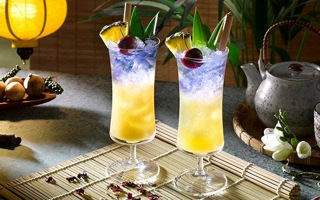 Pineapple and colour changing gin cocktail