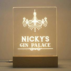 Personalised Gin Palace LED sign with wooden base.jpg