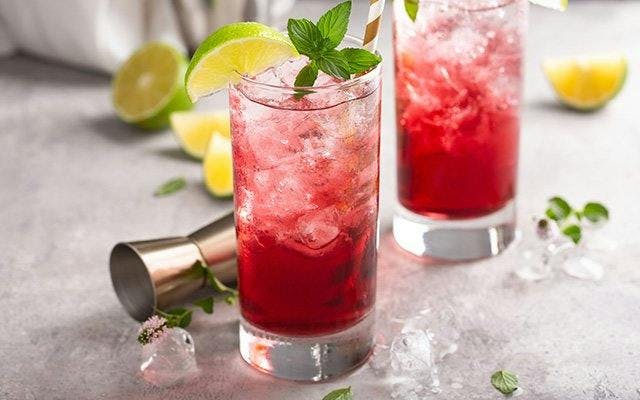Cranberry and gin spritz cocktail