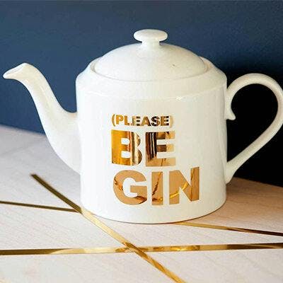 Splurge: Please Be-Gin Gold Teapot £58, Catherine Colebrooke