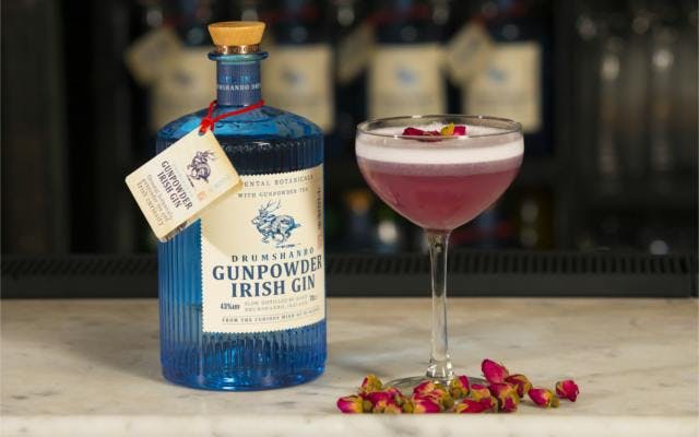 Irish Gunpowder gin purple and rose irish spring cocktail