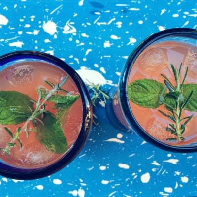 Sparkling grapefruit and gin punch with mint to garnish