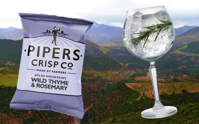 Pipers crisp company wild thyme and rosemary gin and tonic