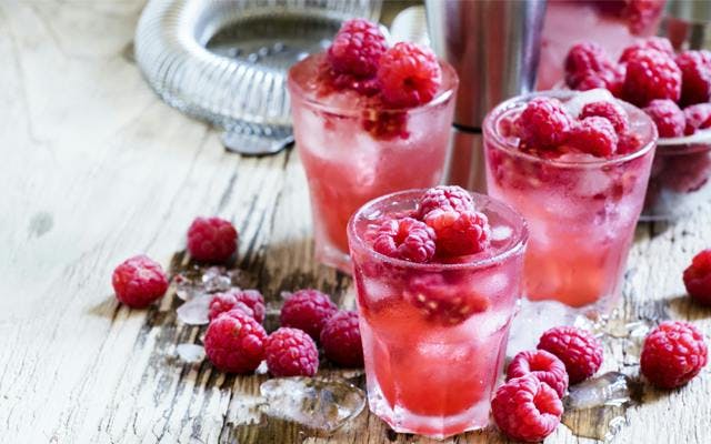 Raspberry Rose Gin Rickey Cocktail