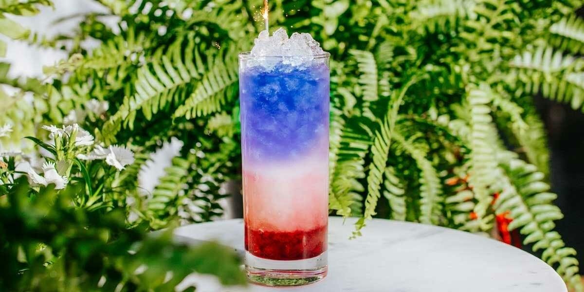 This grenadine, almond and gin cocktail has us all red, white and blue! 