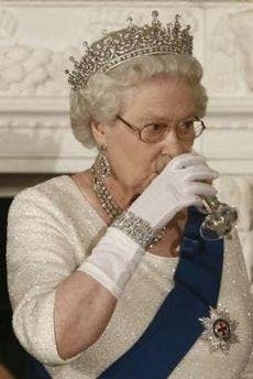 Queen Elizabeth Drinking Gin