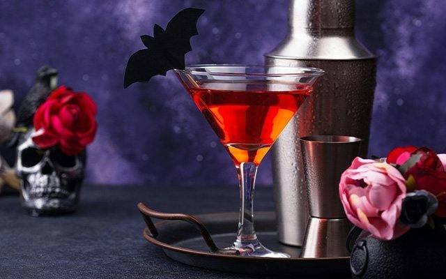 Halloween cocktail with rhubarb