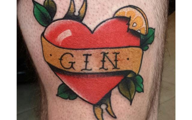 Gin heart tattoo with lemon