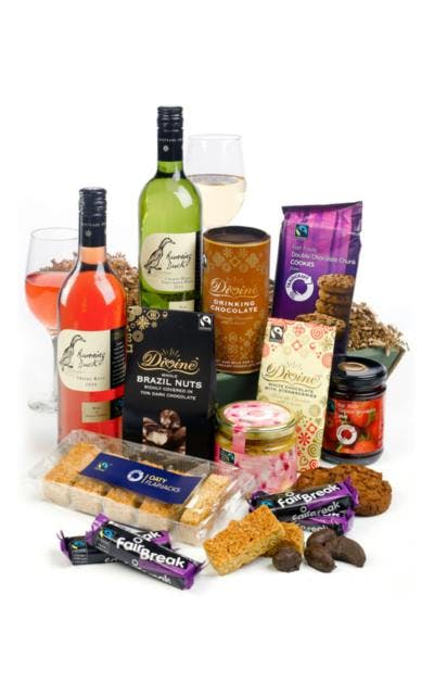 The fabulous Fairtrade hamper we will be sending to Chris.