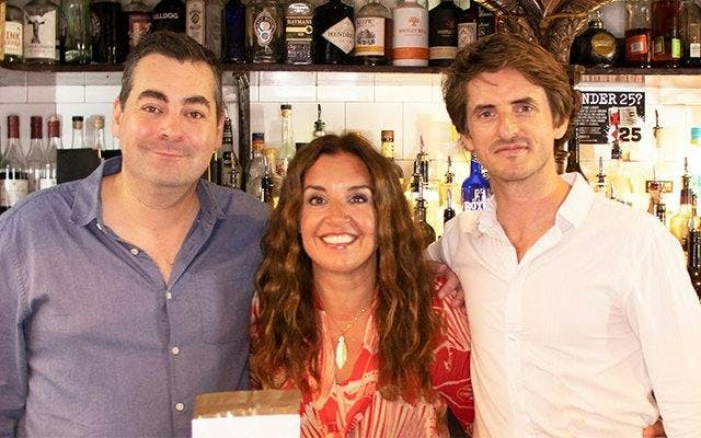 Jon and John, the two founders of Craft Gin Club, with Sarah Willingham, our investor from Dragons Den.