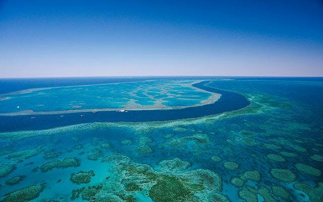 Over the Great Barrier Reef, Queensland, Australia.