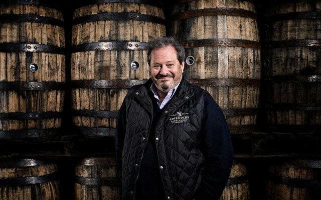 Dan Szor, founder of Cotswolds Distillery, with his whisky barrels