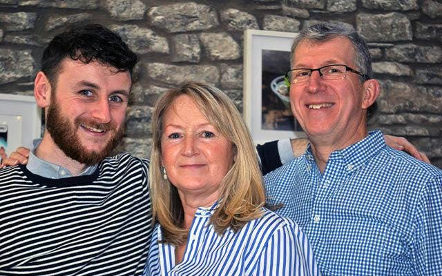 The family behind the gin: Mike Pennington (right), his partner Annie (centre) and her son Tim (left)