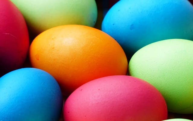 Painted bright coloured eggs