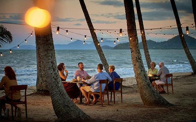 Beach dining at Nu Nu, Palm Cove, Tropical North Queensland, Australia.