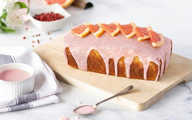 Pink grapefruit drizzle cake