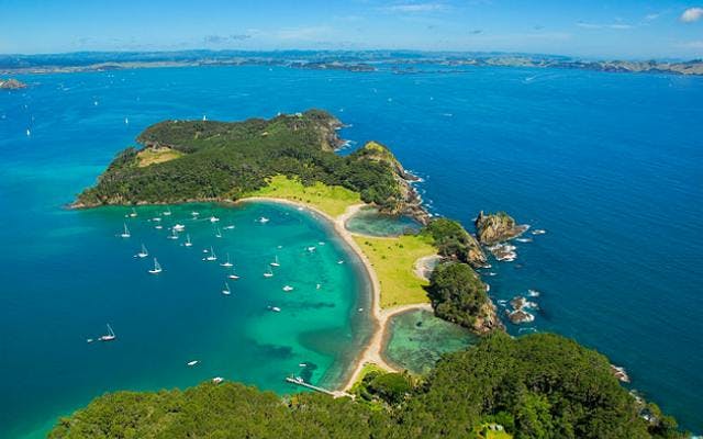 New Zealand island aerial view