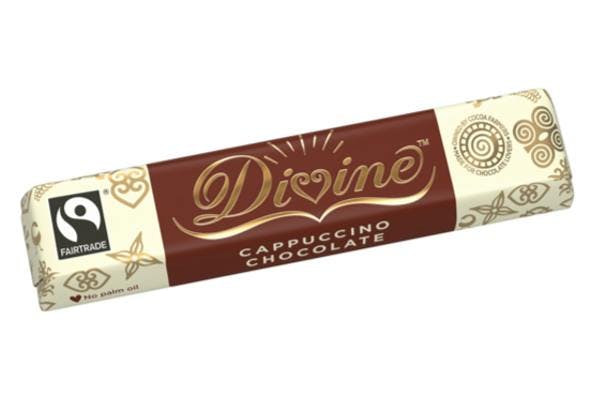 divine milk and white cappuccino fairtrade chocolate bar